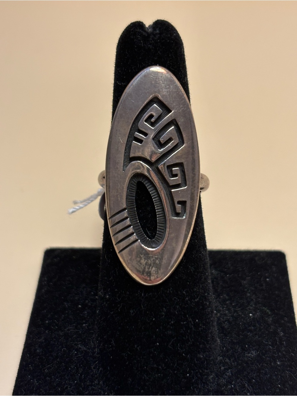 Anthony Honahnie Hopi Guild Sterling Handmade Overlay Ring Sz 7/8 grams